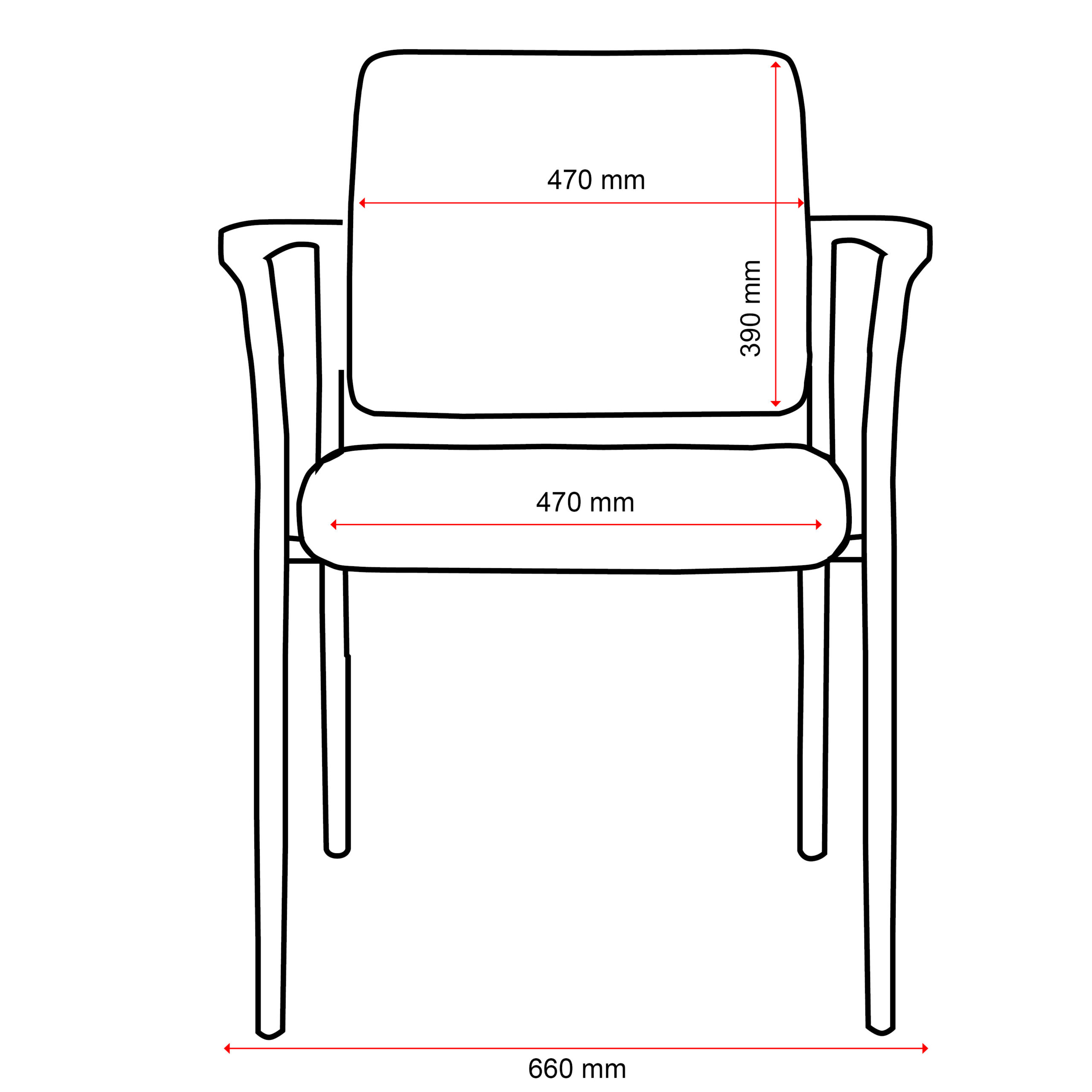 Buro Lindis 4 Leg Black Frame, with Arms, Black fabric - Image 6